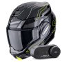 Casque Flip Up Scorpion Exo Tech Evo Conquer Black Yellow Fluo + Kit Bluetooth Lokui K30