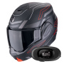 Casque Flip Up Scorpion Exo Tech Evo Conquer Matt Black Red + Kit bluetooth 5R Lite Solo