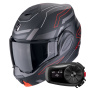 Casque Flip Up Scorpion Exo Tech Evo Conquer Matt Black Red + Kit Bluetooth 5S Solo