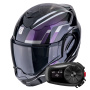 Casque Flip Up Scorpion Exo Tech Evo Furio Black Chameleon + Kit Bluetooth 5S Solo
