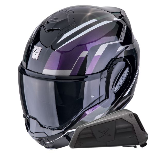 Flip Up Scorpion Exo Tech Evo Furio Black Chameleon + Kit bluetooth Exo-Com Link-1 Flip Up Scorpion Exo Tech Evo Furio Black Chameleon + Kit bluetooth Exo-Com Link-1