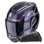 Casque Flip Up Scorpion Exo Tech Evo Furio Black Chameleon + Kit bluetooth Exo-Com Link-1