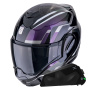 Casque Flip Up Scorpion Exo Tech Evo Furio Black Chameleon + Kit bluetooth Exo-Com Link-1C