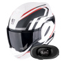 Casque Flip Up Scorpion Exo Tech Evo Furio Matt White Black Red + Kit bluetooth 5R Lite Solo