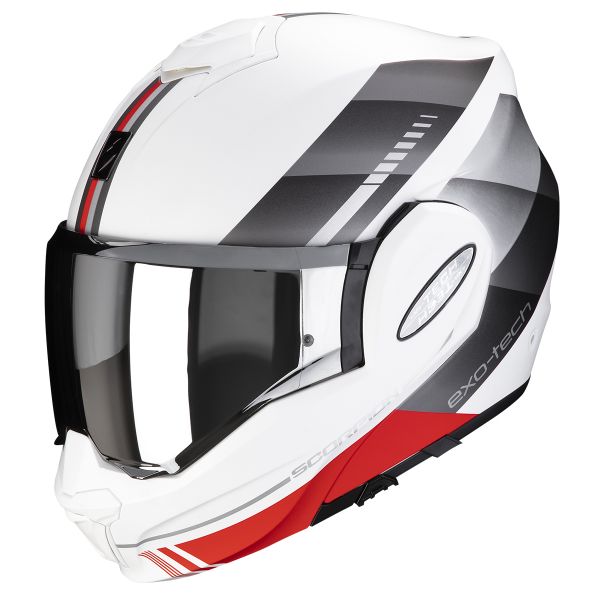 Flip Up Scorpion Exo Tech Evo Genre Matt White Silver Red