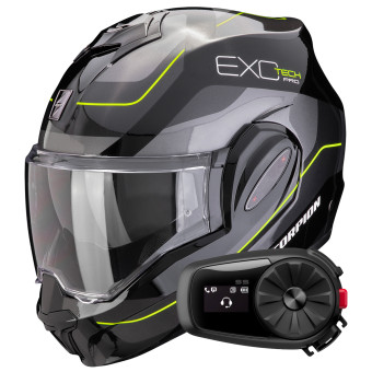 Pack Casque + Kit bluetooth et intercom : Scorpion Exo Tech Evo Solid Black  + Kit Bluetooth 5S Solo