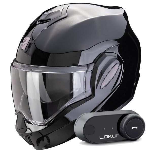 Flip Up Scorpion Exo Tech Evo Pro Solid Black + Kit Bluetooth Lokui K30 Flip Up Scorpion Exo Tech Evo Pro Solid Black + Kit Bluetooth Lokui K30