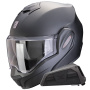 Casque Flip Up Scorpion Exo Tech Evo Pro Solid Black Matt + Kit bluetooth Exo-Com Link-1