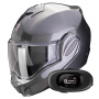 Casque Flip Up Scorpion Exo Tech Evo Pro Solid Grey + Kit bluetooth 5R Lite