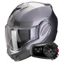 Casque Flip Up Scorpion Exo Tech Evo Pro Solid Grey + Kit Bluetooth 5S
