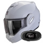 Casque Flip Up Scorpion Exo Tech Evo Pro Solid Light Grey + Kit bluetooth 5R Lite