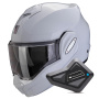 Casque Flip Up Scorpion Exo Tech Evo Pro Solid Light Grey + Kit Bluetooth BT Mini