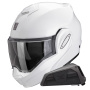 Casque Flip Up Scorpion Exo Tech Evo Pro White + Kit bluetooth Exo-Com Link-1