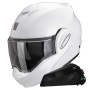Casque Flip Up Scorpion Exo Tech Evo Pro White + Kit bluetooth Exo-Com Link-1C