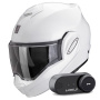 Casque Flip Up Scorpion Exo Tech Evo Pro White + Kit Bluetooth Lokui K30