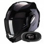 Casque Flip Up Scorpion Exo Tech Evo Solid Black + Kit bluetooth 5R Lite