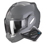Casque Flip Up Scorpion Exo Tech Evo Solid Cement Grey + Kit Bluetooth BT Mini