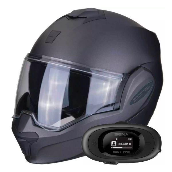 Flip Up Scorpion Exo Tech Evo Solid Matt Anthracite + Kit bluetooth 5R Lite Flip Up Scorpion Exo Tech Evo Solid Matt Anthracite + Kit bluetooth 5R Lite