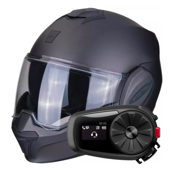 Flip Up Scorpion Exo Tech Evo Solid Matt Anthracite + Kit Bluetooth 5S