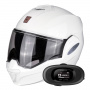 Casque Flip Up Scorpion Exo Tech Evo Solid White + Kit bluetooth 5R Lite