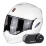 Casque Flip Up Scorpion Exo Tech Evo Solid White + Kit Bluetooth Lokui K30