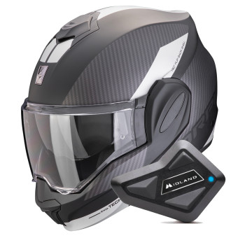 Flip Up Scorpion Exo Tech Evo Team Matt Black Silver + Kit Bluetooth BT Mini