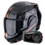 Casque Flip Up Scorpion Exo Tech Evo Traveller Black Copper + Kit Bluetooth 5S Solo