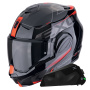 Casque Flip Up Scorpion Exo Tech Evo Traveller Black Red + Kit bluetooth Exo-Com Link-1C