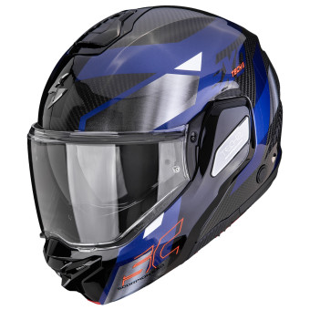Flip Up Scorpion Exo-Tech II Carbon Drift Black Silver Blue