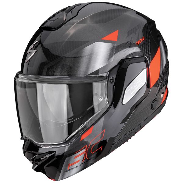 Flip Up Scorpion Exo-Tech II Carbon Drift Black Silver Red