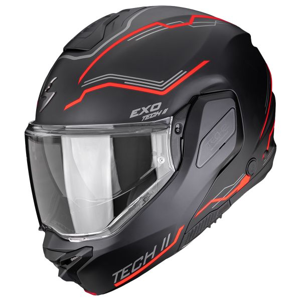 Flip Up Scorpion Exo-Tech II Dash Matt Black Silver Red