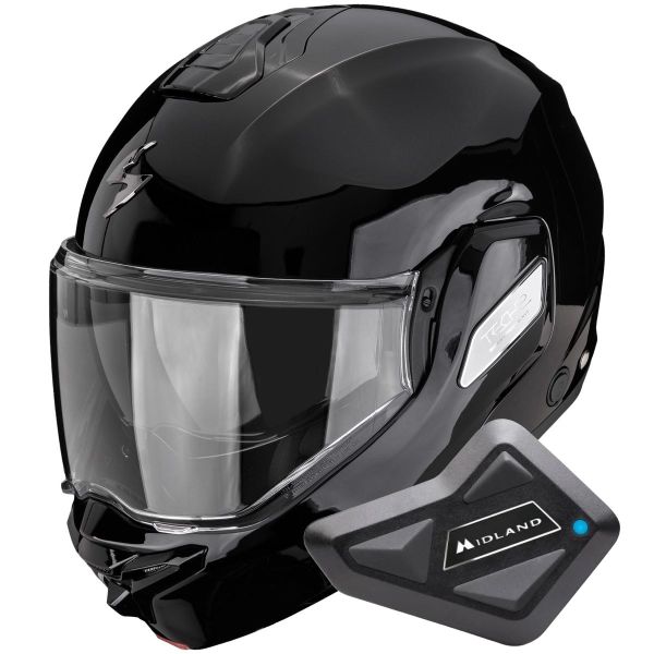 Flip Up Scorpion Exo-Tech II Solid Black + Kit Bluetooth BT Mini
