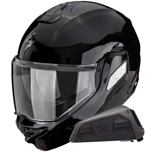 Flip Up Scorpion Exo-Tech II Solid Black + Kit bluetooth Exo-Com Link-1