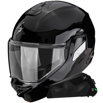 Flip Up Scorpion Exo-Tech II Solid Black + Kit bluetooth Exo-Com Link-1C