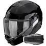 Casque Flip Up Scorpion Exo-Tech II Solid Black + Kit Bluetooth Vortex HD
