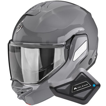 Flip Up Scorpion Exo-Tech II Solid Cement Grey + Kit Bluetooth BT Mini