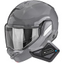Casque Flip Up Scorpion Exo-Tech II Solid Cement Grey + Kit Bluetooth BT Mini