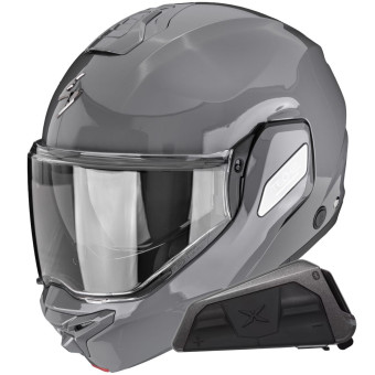 Flip Up Scorpion Exo-Tech II Solid Cement Grey + Kit bluetooth Exo-Com Link-1