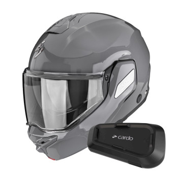 Casque Flip Up Scorpion Exo-Tech II Solid Cement Grey + Kit Bluetooth Spirit Casque Flip Up Scorpion Exo-Tech II Solid Cement Grey + Kit Bluetooth Spirit