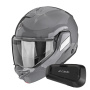 Casque Flip Up Scorpion Exo-Tech II Solid Cement Grey + Kit Bluetooth Spirit