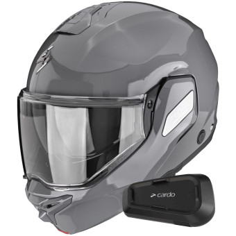 Casque Flip Up Scorpion Exo-Tech II Solid Cement Grey + Kit Bluetooth Spirit Casque Flip Up Scorpion Exo-Tech II Solid Cement Grey + Kit Bluetooth Spirit