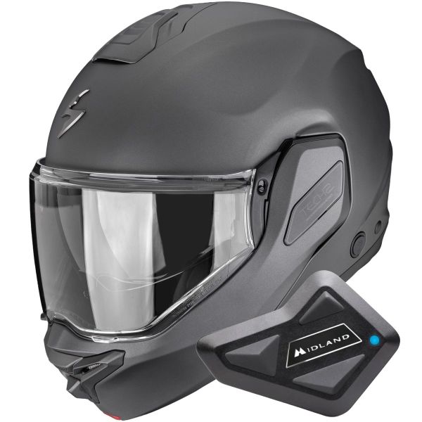 Flip Up Scorpion Exo-Tech II Solid Matt Anthracite + Kit Bluetooth BT Mini