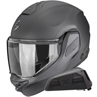 Flip Up Scorpion Exo-Tech II Solid Matt Anthracite + Kit bluetooth Exo-Com Link-1