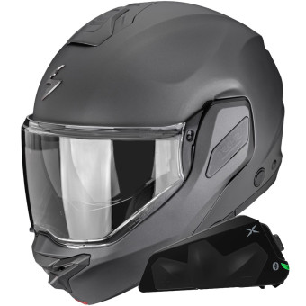 Flip Up Scorpion Exo-Tech II Solid Matt Anthracite + Kit bluetooth Exo-Com Link-1C