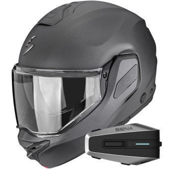 Casque Flip Up Scorpion Exo-Tech II Solid Matt Anthracite + Kit Bluetooth Vortex HD Casque Flip Up Scorpion Exo-Tech II Solid Matt Anthracite + Kit Bluetooth Vortex HD