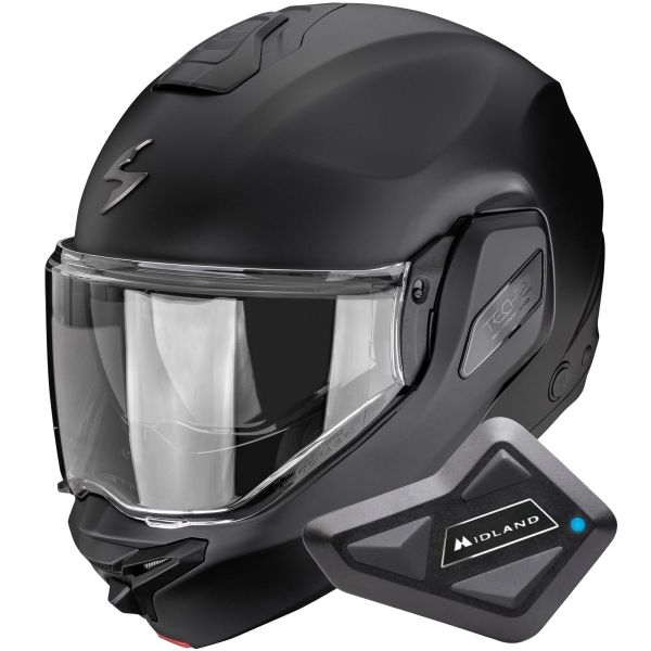 Flip Up Scorpion Exo-Tech II Solid Matt Black + Kit Bluetooth BT Mini