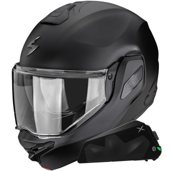 Flip Up Scorpion Exo-Tech II Solid Matt Black + Kit bluetooth Exo-Com Link-1C