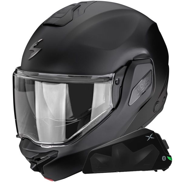 Flip Up Scorpion Exo-Tech II Solid Matt Black + Kit bluetooth Exo-Com Link-1C
