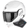 Casque Flip Up Scorpion Exo-Tech II Solid White + Kit Bluetooth BT Mini