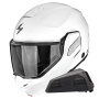 Casque Flip Up Scorpion Exo-Tech II Solid White + Kit bluetooth Exo-Com Link-1